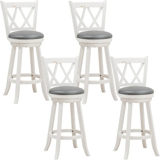Swivel Bar Stool With Wood Legs For Kitchen Counter