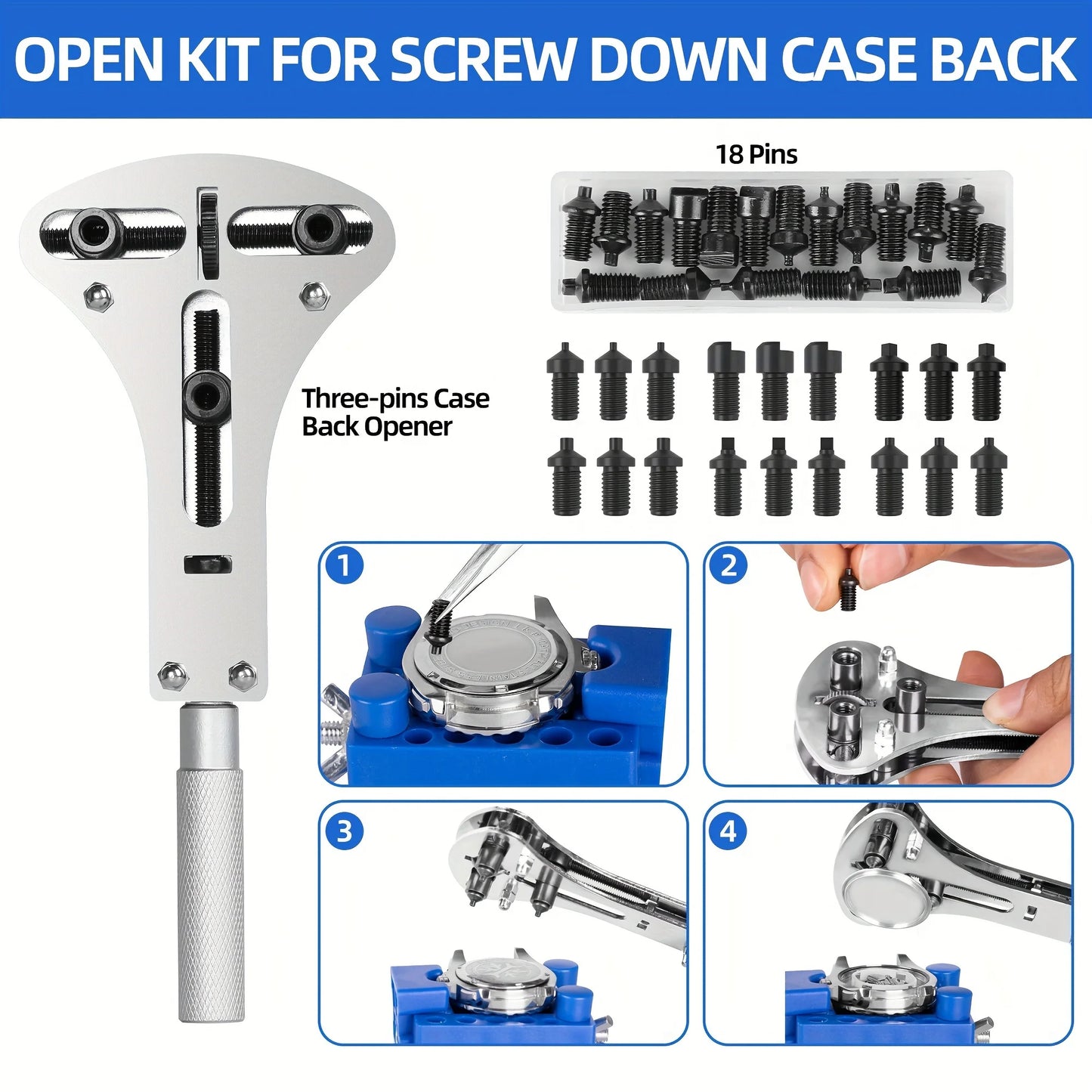 Professional Watch Repair Kit 224 Piece Battery Replacement Tool Set