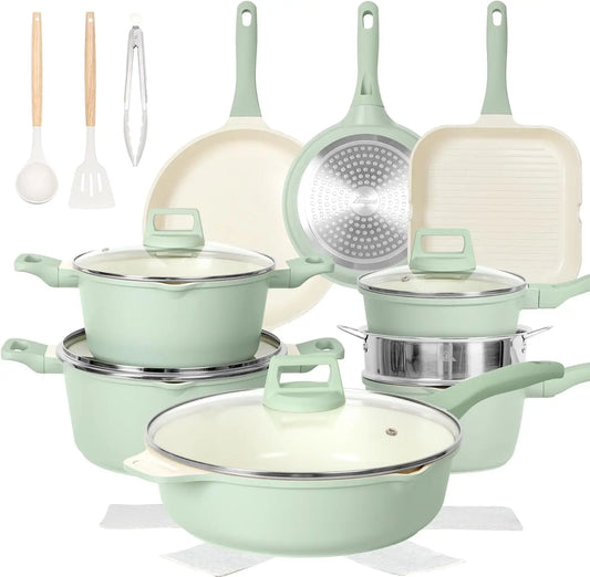 XMSJ 23Pcs Pots And Pans Nonstick Cookware Set Essentials
