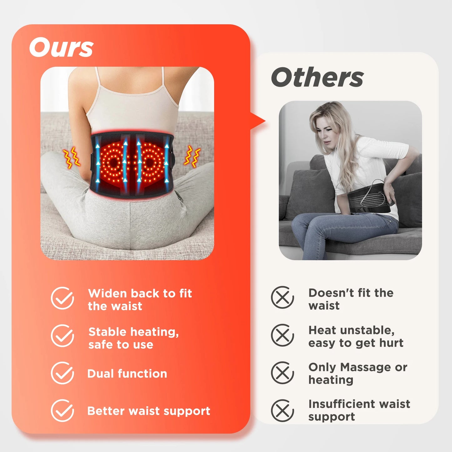 PASTSKY Electric Heating Waist Massager Vibration Belt Lower Back