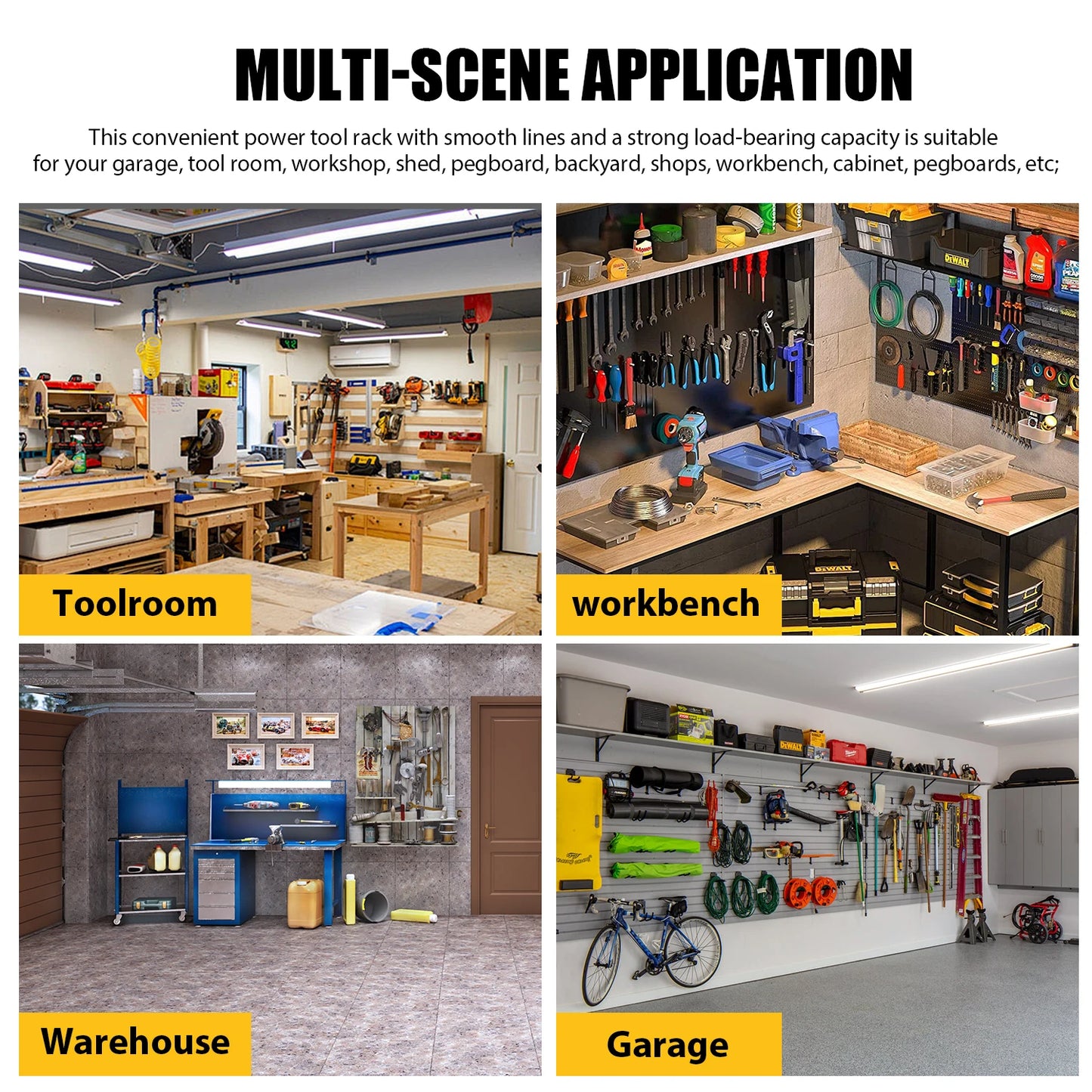 Power Tool Organizer Wall Mount HeavyDuty CarbonSteel IndustrialGrade StorageRack System