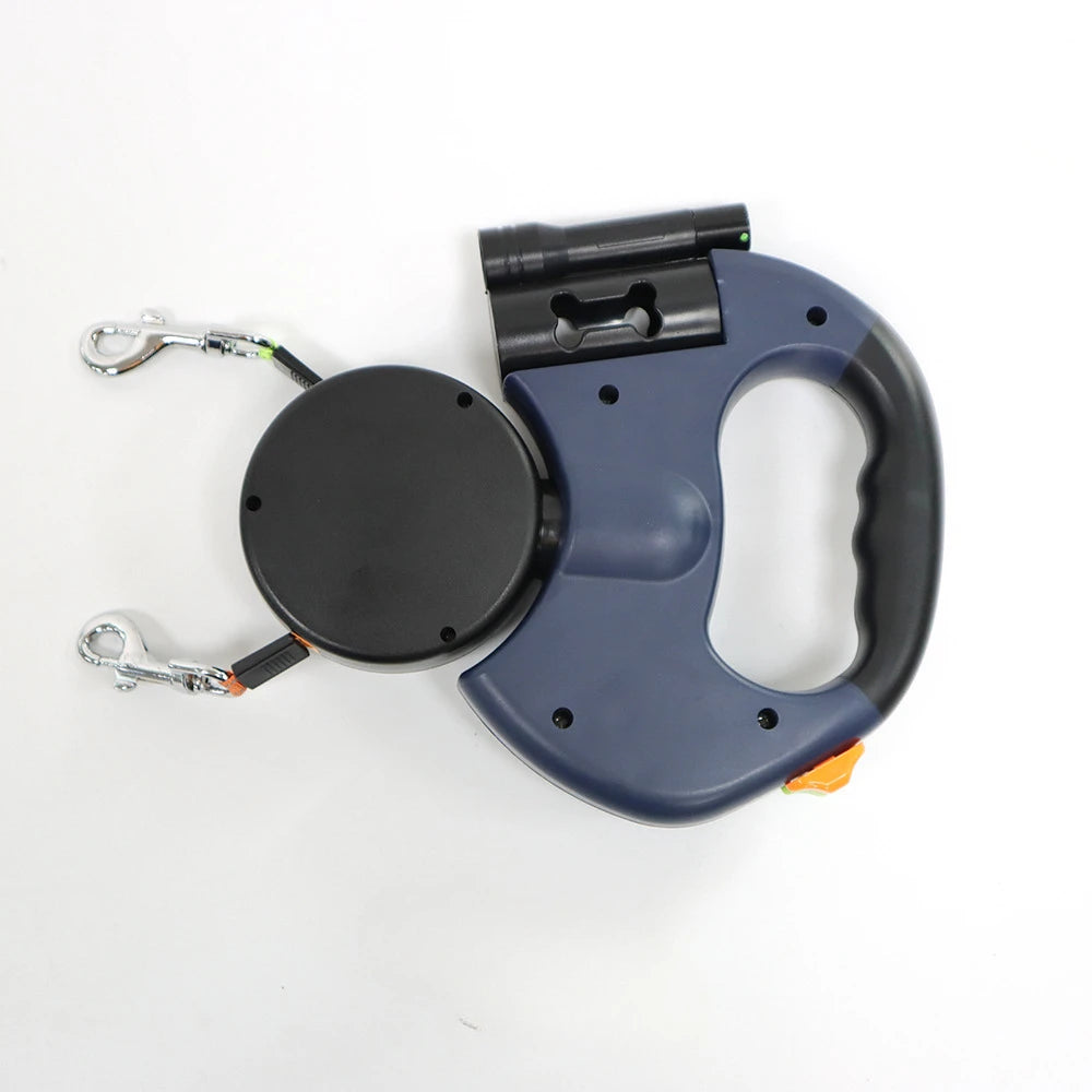 ZhejiangDog Double Retractable Dog Leash With Flashlight