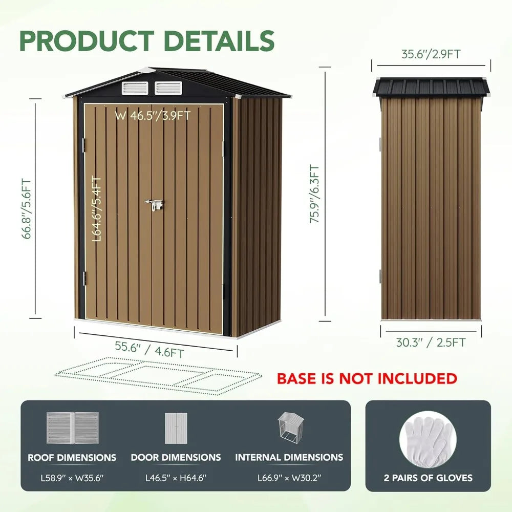 XMSJ Outdoor Steel Storage Shed Lockable Doors for Garden