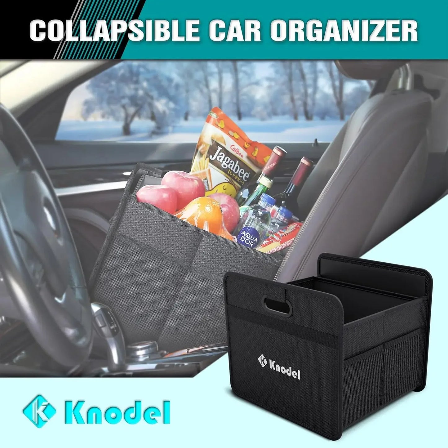 Foldable Car Trunk Organizer With Reinforced Handles For Vehicles