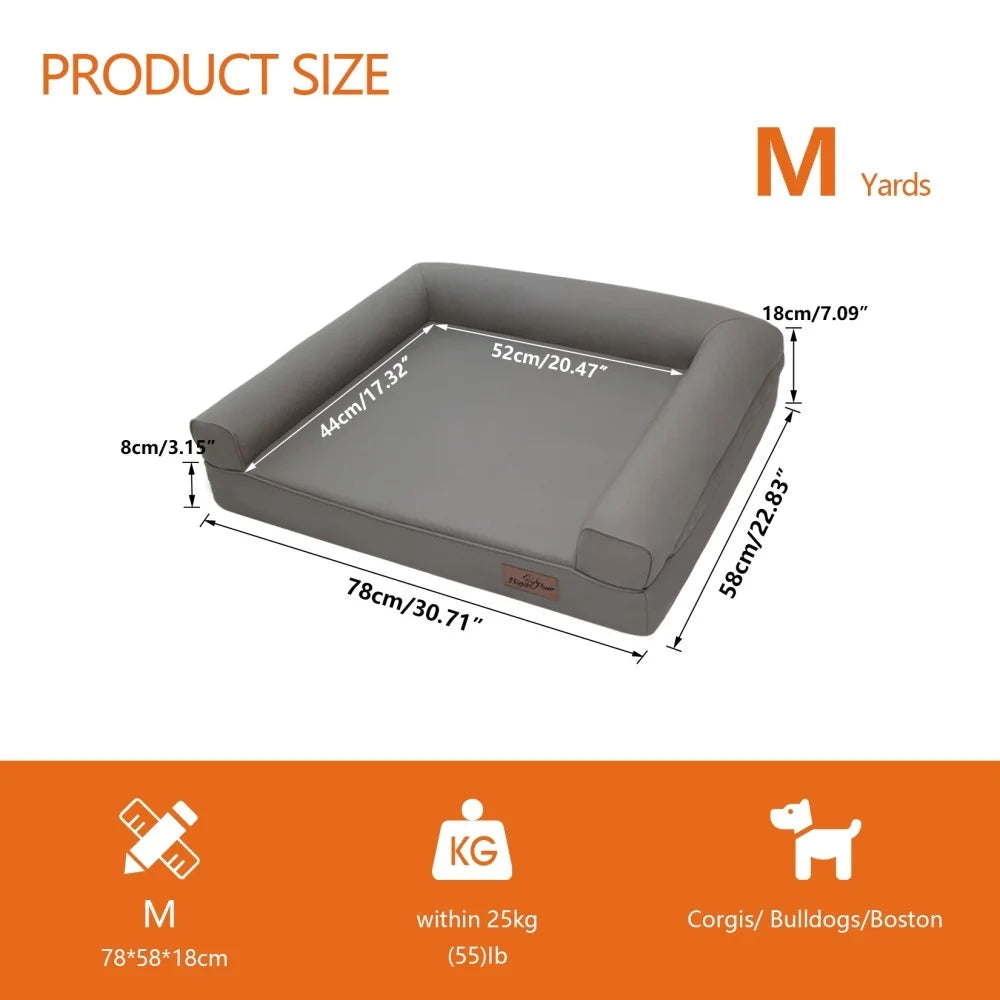 Borwartcn Orthopedic Dog Bed Bolster Removable Cover