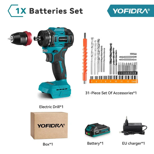 Yofidra 2 In 1 Brushless Electric Screwdriver Hammer Drill