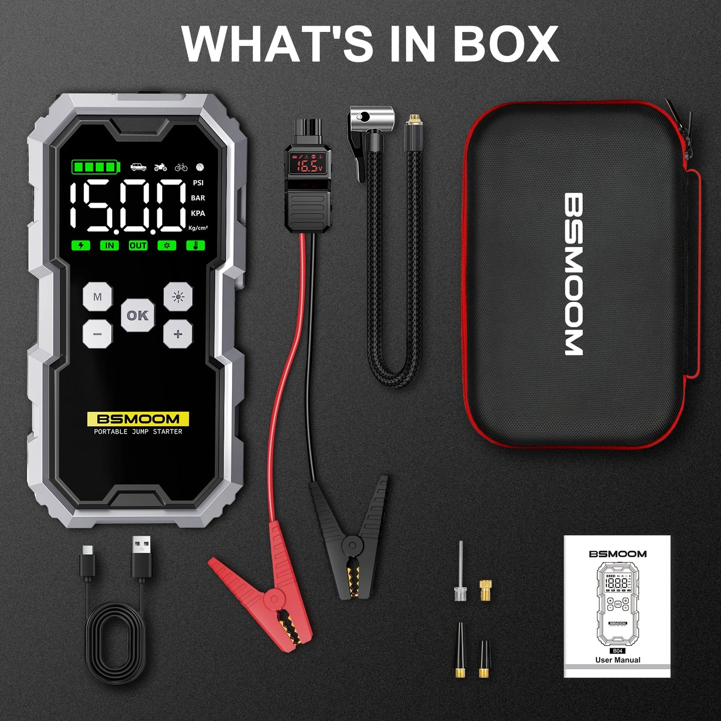 BSMOOM 12V Car Jump Starter Power Bank Emergency Booster