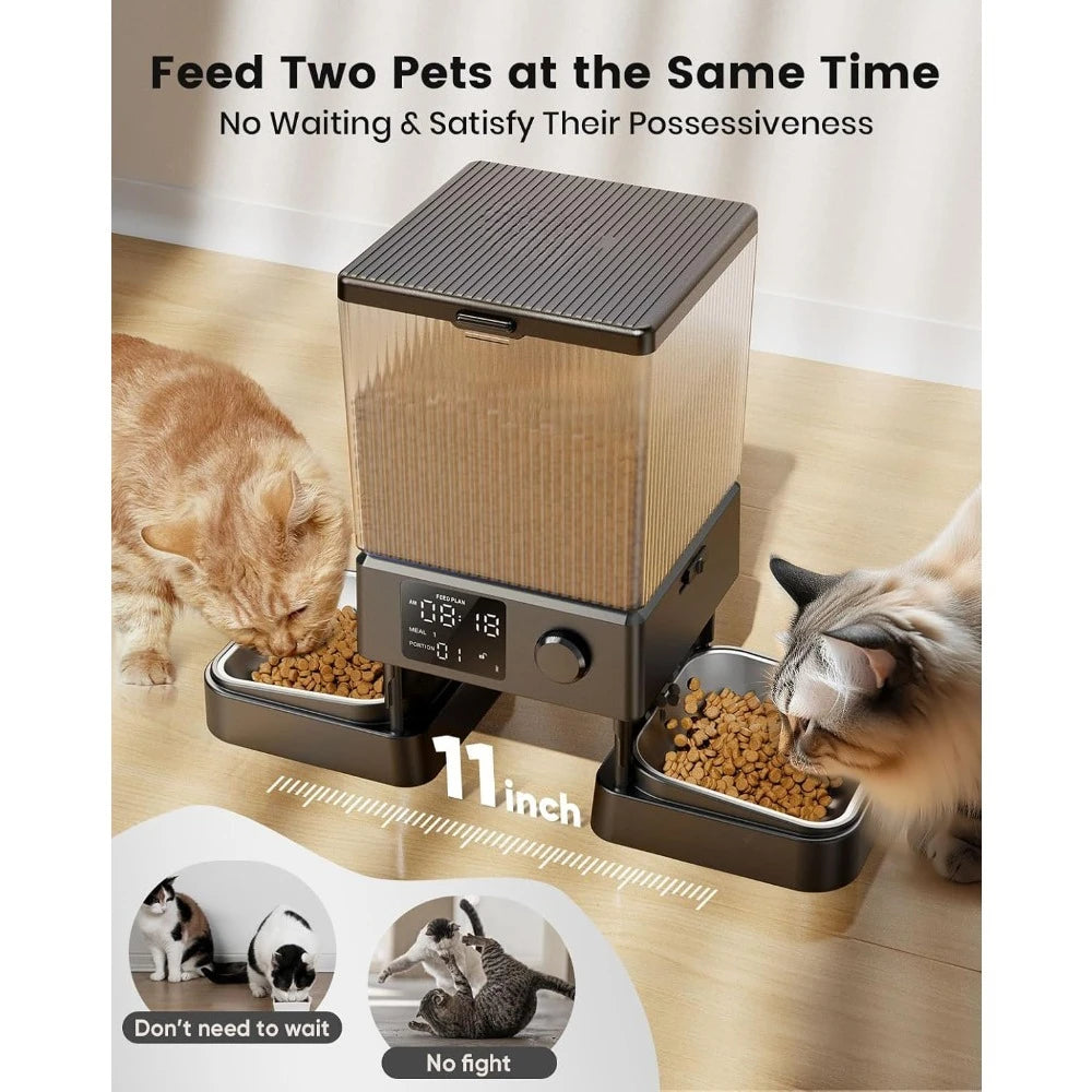 Automatic Cat Feeder For 2 Cats Timed Dispenser 20 Cups