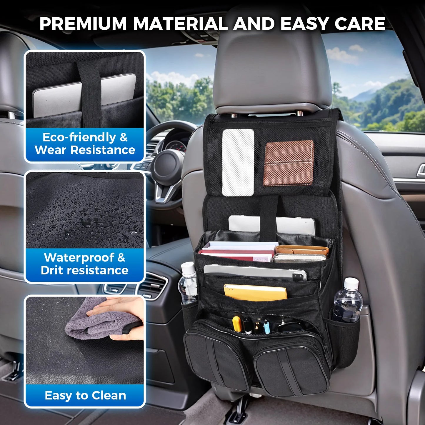 Car Seat Back Organizer Bag Polyester Universal Storage Pouch