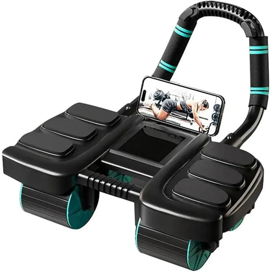 Ab Roller Wheel With Elbow Support 4-Wheel Design Home Gym