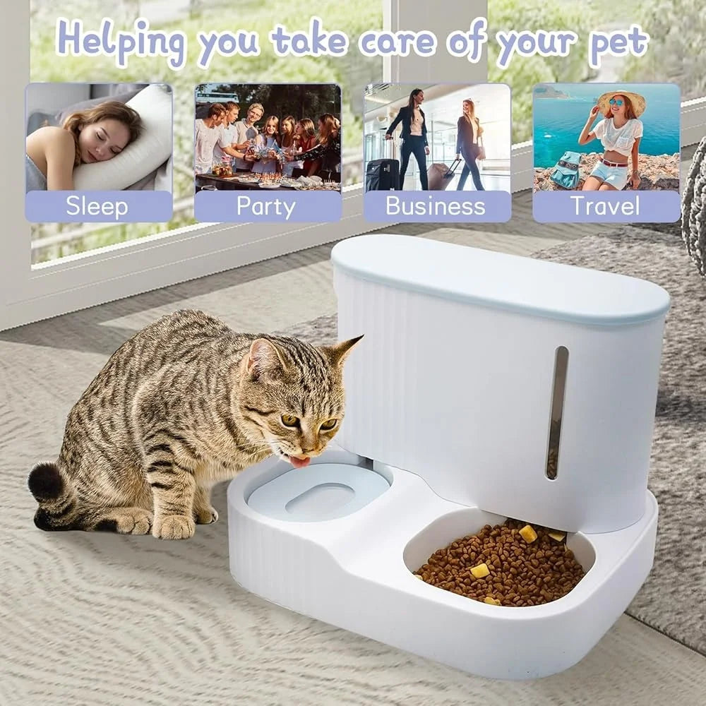 Pet Gravity Feeder Waterer 2 In 1 Automatic Food Bowl