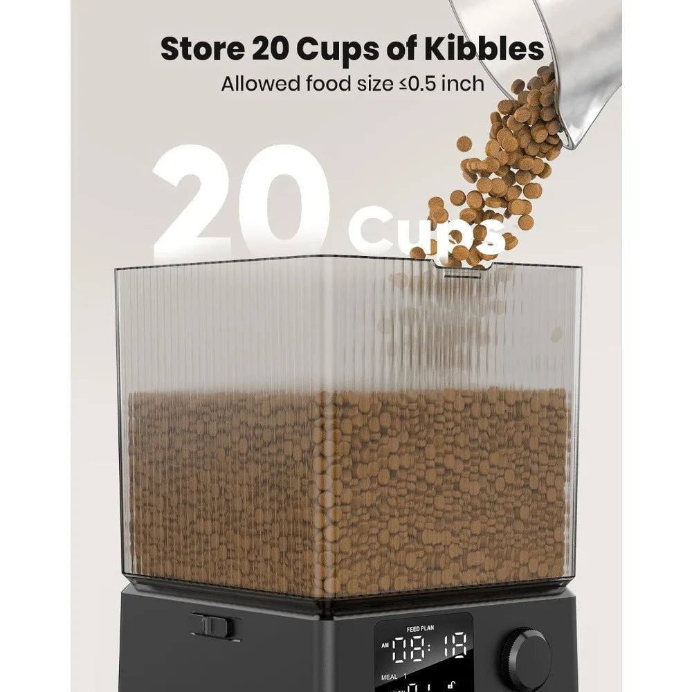 Automatic Cat Feeder For 2 Cats Timed Dispenser 20 Cups