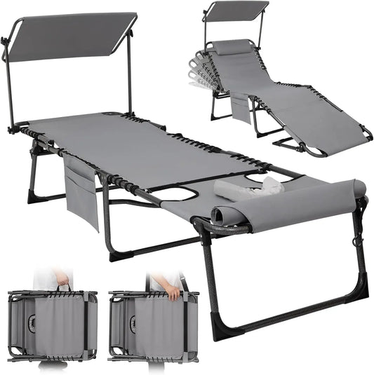 2 Pack Folding Tanning Chairs With Face Hole Outdoor