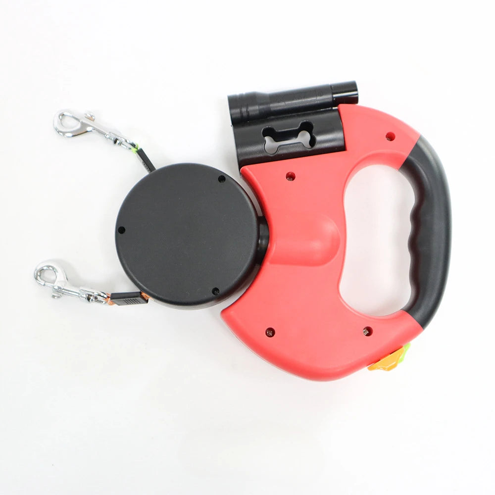 ZhejiangDog Double Retractable Dog Leash With Flashlight