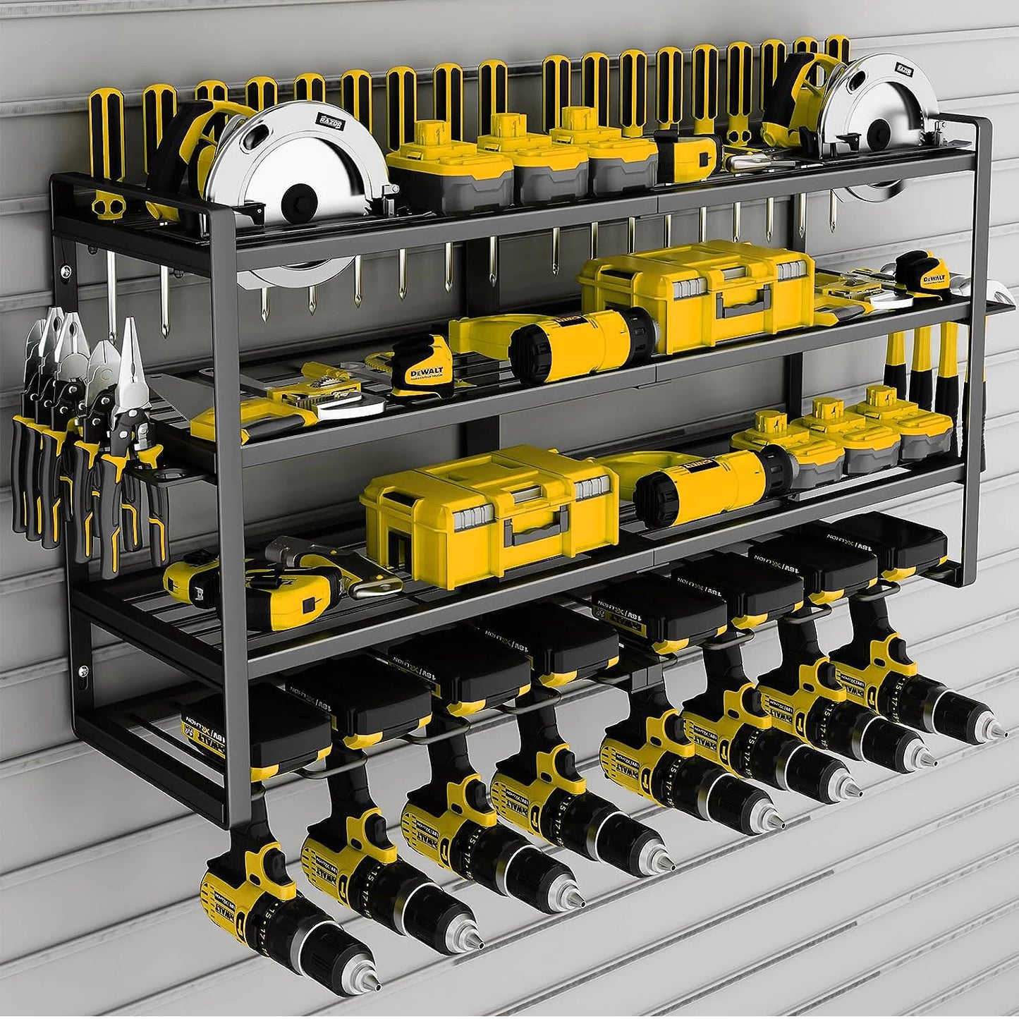 Power Tool Organizer Wall Mount HeavyDuty CarbonSteel IndustrialGrade StorageRack System